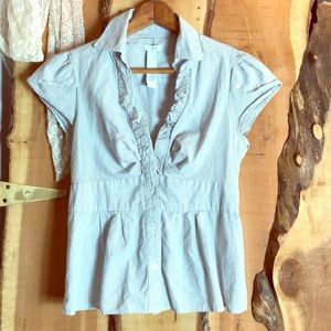 ANTHROPOLOGIE Odille Peplum Cotton Stripe Blouse 2